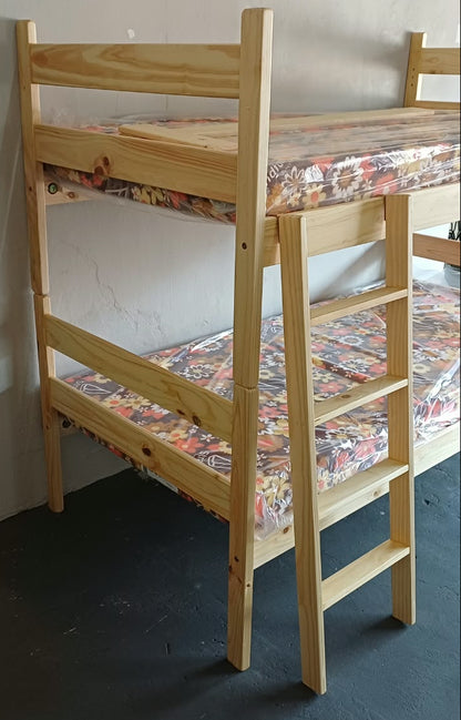 Bunk Bed & Mattress Combo - Pine / Single (91cm)