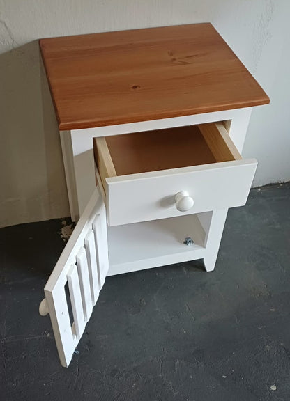 Bedside Table Pine - Two Tone