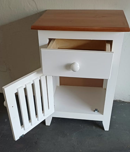 Bedside Table Pine - Two Tone